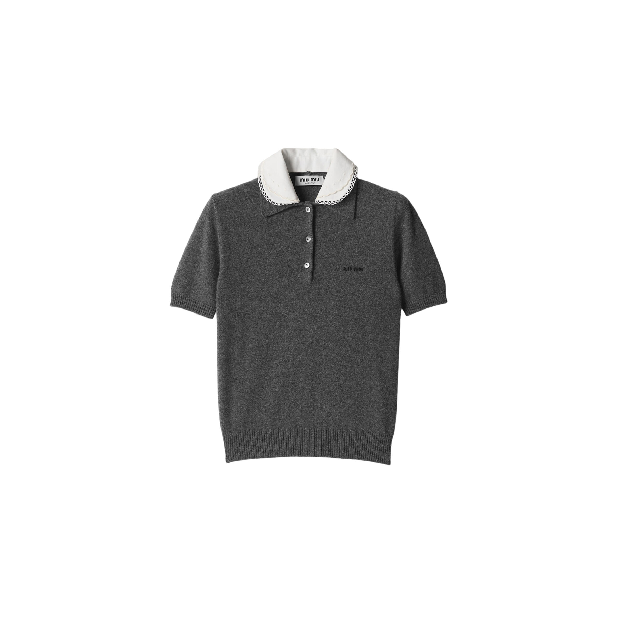 M1v M1v cashmere polo with embroidered poplin collar mml03z